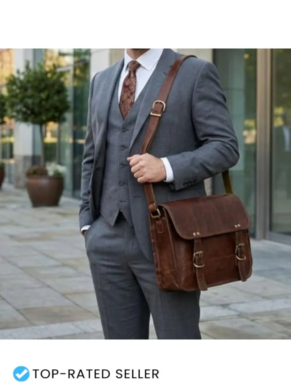 Genuine Leather Messenger Bag Vintage Satchel Crossbody Unisex Office Laptop